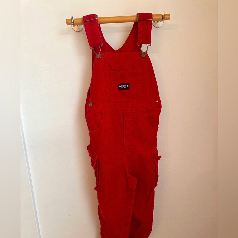 Vintage Red Oshkosh unisex super cute!  Pockets for all fun toddler things!
